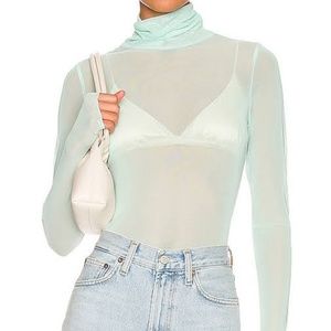 ISO power mesh turtleneck top